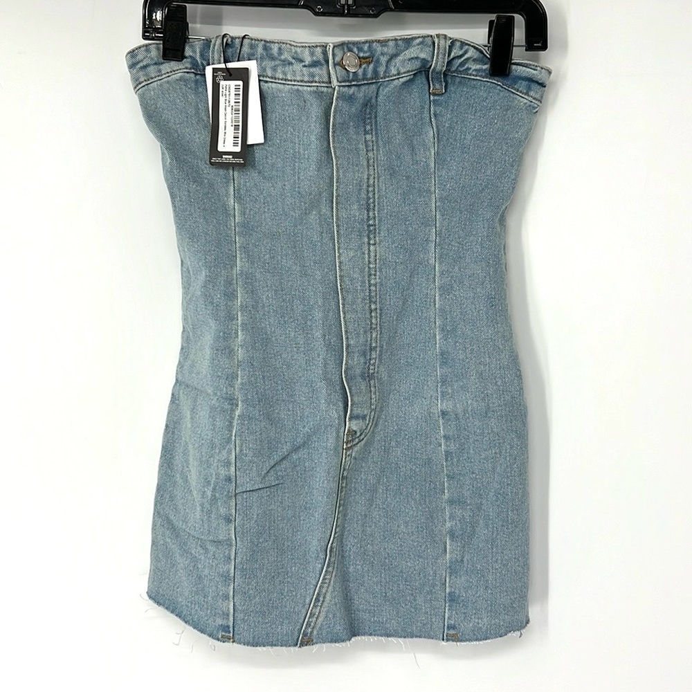 Pretty little thing NWT denim bandeau dress women’s 0 petite